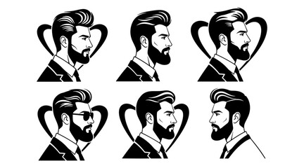 Bearded man profile vector icon