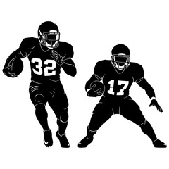 Football players in action, silhouette vector