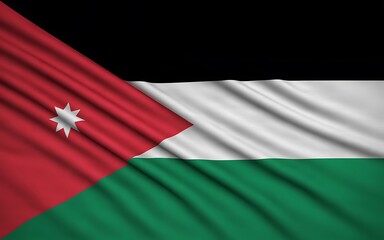 Waving flag of jordan with star and stripes