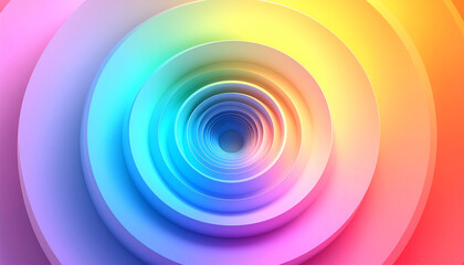 Vibrant abstract concentric circles forming a colorful rainbow tunnel or vortex with smooth gradient transitions.
