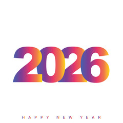 Modern Happy New Year 2026 with colorful gradient typography. Vector