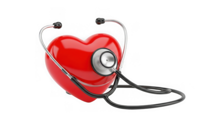 Red heart with stethoscope for health concept
