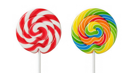 Two colorful spiral lollipops for sweet concept