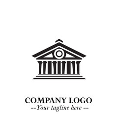 Building Logo Symbol in Black on the White Background with Modern Minimal Architecture Design