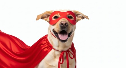 Superhero Labrador Canine crusader with red cape Ready for adventures.