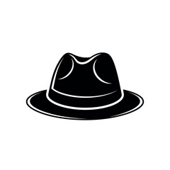 Black Fedora Hat Silhouette Illustration.