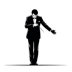 Elegant Man in Tuxedo with Bow Tie and Cane.