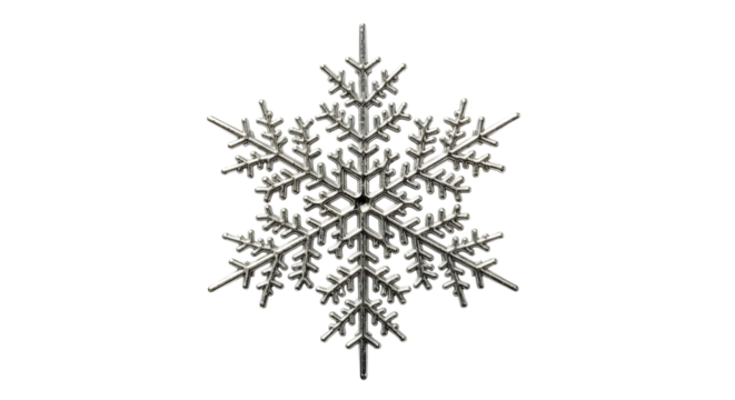 Intricate snowflake ornament isolated on transparent background