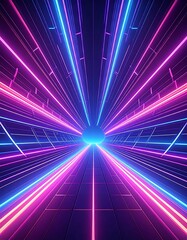 Symmetrical neon light tunnel with geometric lines