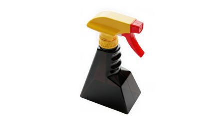 Black spray bottle with yellow nozzle