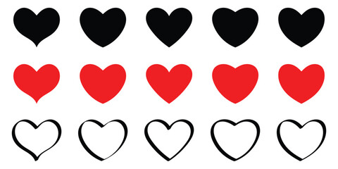 Heart vector icons. Set of love symbols isolated. Free vector valentine heart icon pack. Heart icon, romance icon illustration, red heart icon