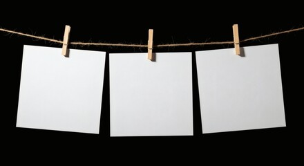 Blank Cards Hang  Suspended memories with simplicity, and black background.