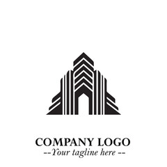 Building Logo Symbol in Black on the White Background with Modern Minimal Architecture Design