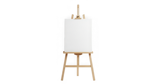 Wooden easel with blank canvas, art concept