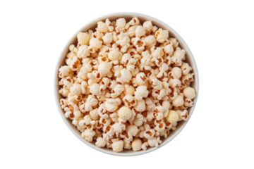 Full bowl of white popcorn, perfect for conveying entertainment, snacks, movies, or casual enjoyment
