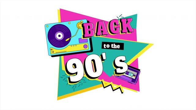 Back in to 90's loop animation. Forever young. The 90's style label. Let's go retro party 90's