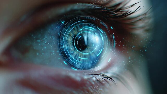Futuristic Eye with Digital Technology, Cybernetic Vision Concept for Innovation and Science