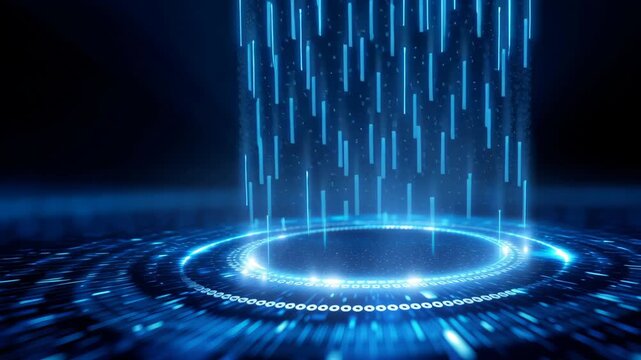 Futuristic digital background with glowing blue lines and circuits for technology and innovation themes