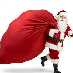 santa claus with big present bag