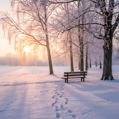 bench in the snow