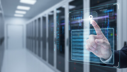 Data foundation quality. ai transformation business driven secure data center access screen with fingertip authentication creating confident