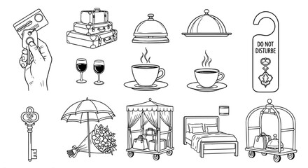 Hotel icons set