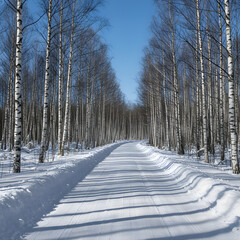 road in winter forest