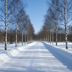 road in winter forest
