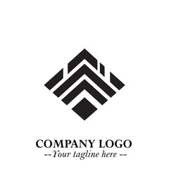 Building Logo Symbol in Black on the White Background with Modern Minimal Architecture Design