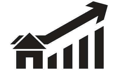 House growing graph icon vector illustration