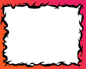 Flaming frame background with black center and gradient fire border in orange and purple tones