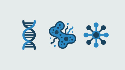 Obraz premium Set of minimalist science icons flat vector design elements for biology chemistry and genetics isolated on white background
