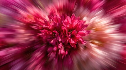 Abstract pink flower exploding with radial motion blur effect creating dynamic energy