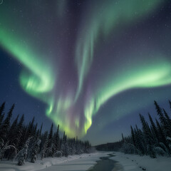 aurora borealis over the mountains