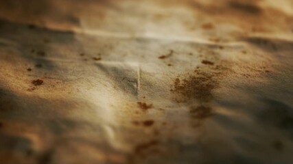A macro shot of old, weathered paper with visible stains and folds