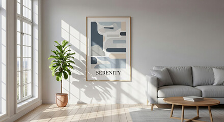 Obraz premium Living Room Interior with Abstract Art and Natural Light