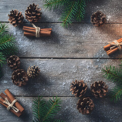christmas decoration on wooden background