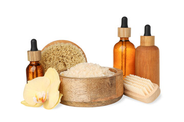 Fototapeta na wymiar Relaxing natural spa products for New Year, on white, PNG