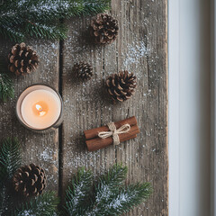 christmas decoration on wooden table