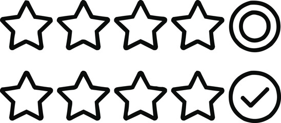 Five-Star Customer Review Icon Set  Product Rating, Feedback, and Quality SymbolsFive-Star Customer Review Icon Set  Product Rating, Feedback, and Quality Symbols