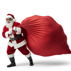 Black santa claus with gifts