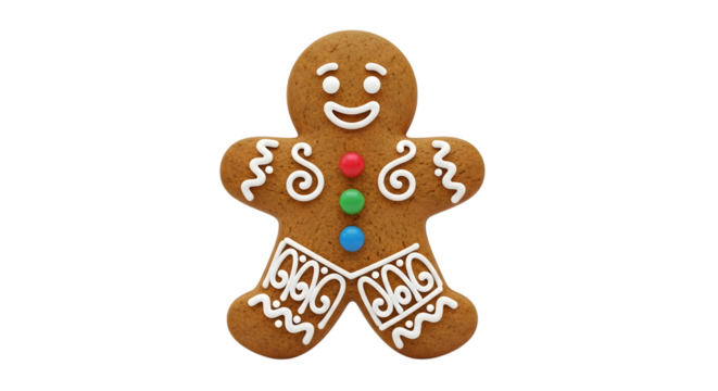 Gingerbread man cookie isolated on transparent background
