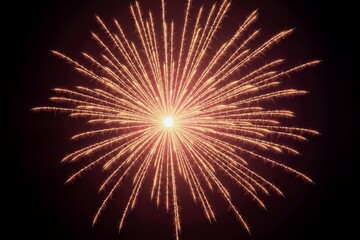 Fototapeta premium Golden fireworks explode against dark sky, pink and blue smoke trails swirl around radiant bursts of light.