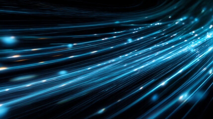 Vibrant blue light trails creating a dynamic motion effect against a dark backdrop, evoking energy and innovation.