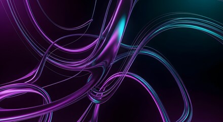 Abstract flowing lines with vibrant purple and teal colors modern digital art futuristic background