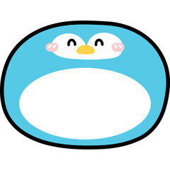 Cute Blue Penguin Cartoon Character With Rosy Cheeks and Yellow Beak on Transparent Background