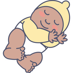 Cute Baby Sleeping Peacefully in Yellow Hat on Transparent Background Adorable Newborn Infant Peaceful Slumber