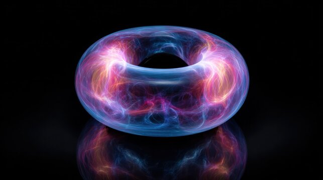 Klein bottle battery emitting self-recharging light beams, showcasing paradoxical energy loops. product launch decks, UI/UX mockups, designed for product launches and innovation pitches.