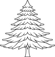 Simple pine tree outline illustration vector representing evergreen forest and christmas holiday design