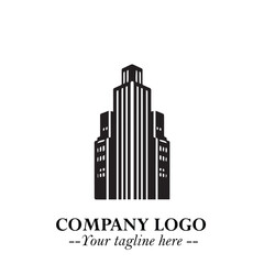 Building Logo Symbol in Black on the White Background with Modern Minimal Architecture Design